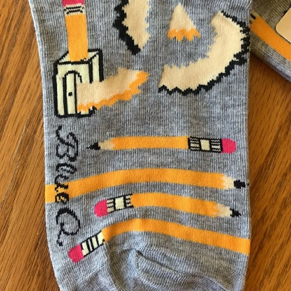 Socks Blue Q Women’s Cotton Crew Nerd Pencils School